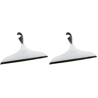 WENKO Badezimmerwischer XXL Loano Weiß-Schwarz - Duschabzieher, Universalwischer für Bad und Dusche, Kunststoff (TPR), 34 x 21 x 2.5 cm, Schwarz (Packung mit 2)