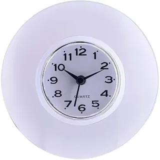 YUMILI Wand-Quarzuhr, Mini-Saugwanduhr mit Saugnapf, wasserdicht, modernes Quarz-Design, dekorative Hängeuhr, Innen/Küche, für Büro, Klassenzimmer, Wohnzimmer, 6 Farben (weiß)