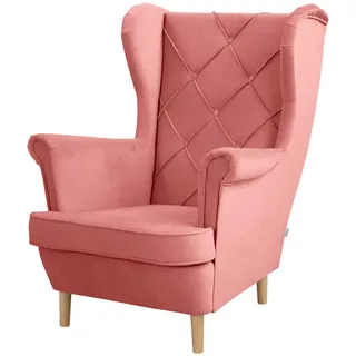 P & B Ohrensessel , Rosa , Holz , Buche , 84x105x90 cm , FSC 100% , inklusive Armlehnen , Wohnzimmer, Sessel, Polstersessel