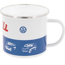 Bild VW Collection - Volkswagen Große Emaille Kaffee-Tee-Tasse-Becher-Haferl für Camping & Outdoor T1-T5 Bus (500 ml/Bulli Driver/Bunt)