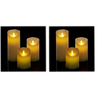 Relaxdays LED Kerzen, 3er Set, mit Timerfunktion & beweglicher Flamme, flammenlose Kerzenlichter, elektronisch, creme (Packung mit 2)