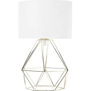 BELIANI Tischlampe Gold Metall 35 cm Stoffschirm Weiß Lampenfuß Diamantform Kabel mit Schalter Modernes Design - Gold, Weiß