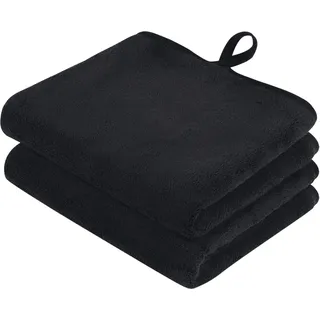 VIVOTE Handtücher Set, Gästehandtuch, Super Weiches und Saugfähiges Handtuch,Microfaser Hängetuch Handtücher für Küchen und Bad,Trockene Hand Handtücher,30×50cm Schwarz,Küchenhandtücher 2per Pack