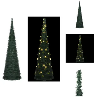 vidaXL Künstlicher Pop-Up-Weihnachtsbaum mit Beleuchtung Grün 150 cm - Weihnachtsbäume - Grün