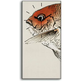 Dekor Leinwand Uhr Wandbilder 30x60 Malerei Asiatische Tier Fisch Kunst - schwarze Hände - Beige