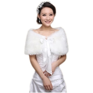 ITODA Brautstola Kunstfell Braut Stola Abendstola mit Schleife Abendkleid Winter Brautschal Weich Brautfell Bolero Hochzeit Brautkleid Party Fellschal Festlich Brautjacke Damen Mädchen Brautjungfer