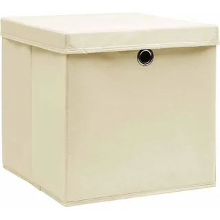 vidaXL Aufbewahrungsboxen mit Deckel 10 Stk. Creme 32x32x32 cm Stoff - Creme