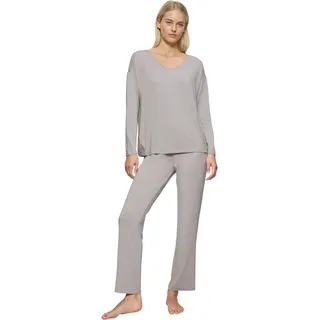 Triumph Pyjama »Timeless Sensuality PK LSL«, (Set, 2 tlg., Set), Spitzeneinsätze, grau