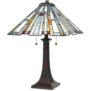 Licht-Erlebnisse Nevan Tischleuchte Tiffany 62,9 cm Hoch 2x E27 Buntglas
