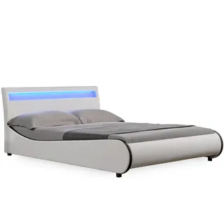 Corium LED Polsterbett Valencia 180x200cm Weiß mit schwarzer Kante