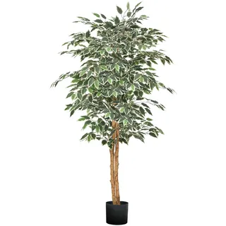 VEVOR Künstlicher Ficusbaum, 1524 mm, mit schwarzem Topf, Kunst-Ficuspflanze mit natürlichem Holzstamm & realistischen grünen Blättern, Seidenbaum für Innenbereich, für Zuhause, Büro, Wohnzimmer