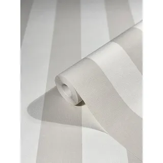 WALLCOVER Tapete Grau Vliestapete Streifen Streifentapete Landhaus Weiß Linien Modern Blockstreifentapete Fein Struktur 10.05 x 0.53 m Made in Germany