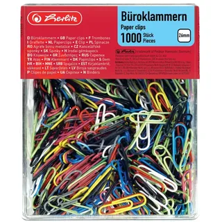 Herlitz Büroklammern 26mm, 1000 Stück In Praktischer Aufbewahrungsbox