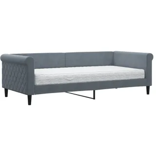 vidaXL Tagesbett mit Matratze Dunkelgrau 90x200 cm Samt - Grau