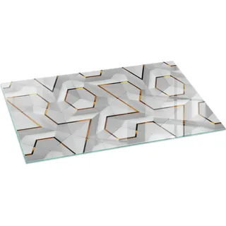 Geometrisches 3D-Muster – Glasbodenplatte für – Kaminofen – Kaminplatte Glas – Schutzglas – Funkenschutzplatte –Glasbodenplatte Feuerfeste – Hitzeschutzplatte – Bodenschutz aus Glas – 140x70 cm