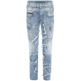 Cipo & Baxx Straight-Jeans "Cipo & Baxx Jeans DENIM" bequeme Jeans im trendigen Patchwork-Design, CD617, iceblau
