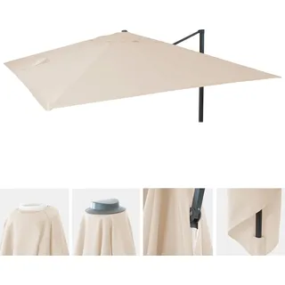 Ersatz-Bezug für Luxus-Ampelschirm HWC-A96, Sonnenschirmbezug Ersatzbezug, 3x4m (Ø5m) Polyester 3,5kg creme - Beige