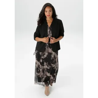 Boleroblazer ANISTON PLUS, Damen, Gr. 44, schwarz, Web, Obermaterial: 95% Polyester, 5% Elasthan, unifarben, figurumspielend, Blazer Boleroblazer, kurzer, verschlußloser Damen-Bolero