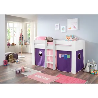 Relita Hochbett »Andi« mit Rolllattenrost und Vorhang, mit Leiter, pflegel. Dekor Oberfläche, rosa