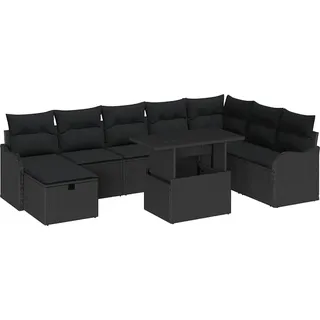 vidaXL Gartensofa-set 9 stk. Schwarz Poly-Rattan - Schwarz