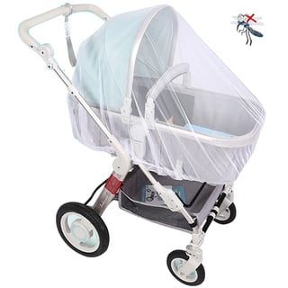 CCUCKY Universal Mückennetz, Mosquito Netz Kinderwagen voller Abdeckung 150cm, für Kinderwagen, Reisebett (weiß)