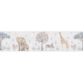 A.S. Creation Vlies-Bordüre Tiere 5 m x 0,13 m Beige-Grau-Blau FSC®