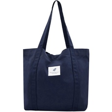 Damen Stofftaschen Tote Tasche Einfarbige Umhängetasche Leicht Große Kapazität Student Shopping Beach Bag navy
