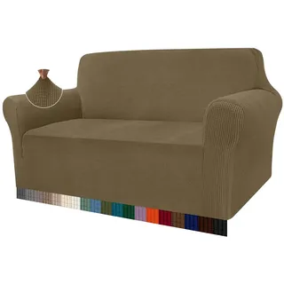 Granbest High Stretch Sofabezug Moderne Sofaüberwurf Jacquard Elastische Sofahusse für Wohnzimmer Protector für Hunde Haustiere (2 Sitzer, Khakigrün)