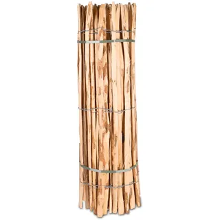 Staketenzaun Holzzaun 120cm Höhe, Teichumrandung Haselnuss, Zaun 5m Länge, Gartenzaun, Lattenabstand ca. 7-9cm, Staketen witterungsbeständig
