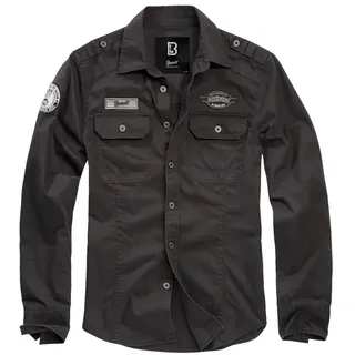 Brandit Textil Brandit Luis Vintage Shirt with Badges schwarz, - 3XL