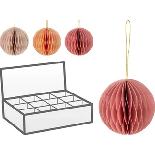 Ball Weihnachten IN Papier 100mm - Pink / Orange Farbe Gemischt