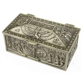 lachineuse – Stahlbox mit geflügelter Isis – 9 x 5 x 4,2 cm – Dekoration im antiken Ägypten – Schmuckschatulle, Schlüssel, Uhr – dekorative Aufbewahrungstruhe als Geschenkidee – Metallfarbe