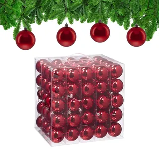 Relaxdays Weihnachtskugeln 100er Set, Weihnachtsdeko, glänzend, Christbaumkugel, Tannenbaumschmuck in ∅ 6 cm, Farbwahl