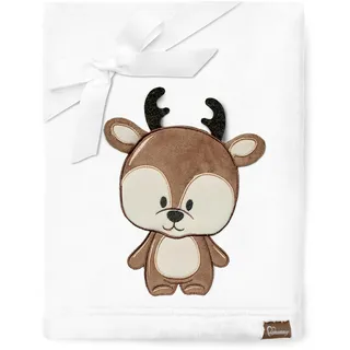 Be Mammy Warme Kuscheldecke Babydecke Blanket Baby Geschenk BE20-168 (Weiß - Hirsch)