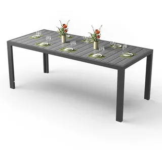 JUMMICO Gartentisch aus Aluminium mit Holzoptik, Wetterfester Outdoor Tisch in 150cm oder 189cm, Stabiler Esstisch für Garten und Terrasse