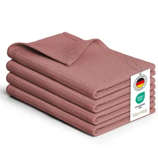 Blumtal® Geschirrtücher 50x70 cm im 4er Set - Geschirrtücher Baumwolle 100% - Küchentücher bei 60 °C waschbar - Küchentücher Baumwolle - Trockentücher Küche - Waffeltücher - Geschirrhandtuch in rosa