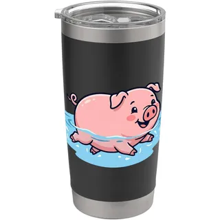 Schwein Schwimmen Pool Sommer Lustig Damen Herren Kinder Doppelwandiger Edelstahl-Thermobecher