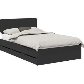 vidaXL Bettrahmen mit Kopfteil Schwarz 120 x 200 cm Holzwerkstoff - Schwarz