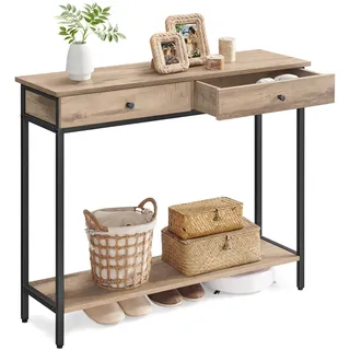VASAGLE Konsolentisch LNT015W01 100 x 30 x 75 Kamelbraun-tintenschwarz