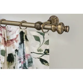 Gardinenstange GARESA "ANDREA", gold (antikmessingfarben), L:260cm Ø:20mm, Metall, Gardinenstangen, Gardinenstange, Vorhanggarnitur, verlängerbar, Endknopf Profil groß, mit Ringen