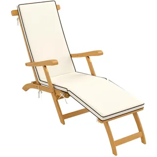 Outsunny Gartenliege Akazienholz Polyester Teak , Teakfarben , Holz , Füllung: Polyester,Polyester,Polyester,Polyester , 54x86x155 cm , Gartenmöbel, Gartenliegen