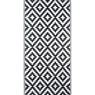 Outdoor Teppich Läufer Küchenteppich Charo 90 x 180cm - Schwarz, Weiß