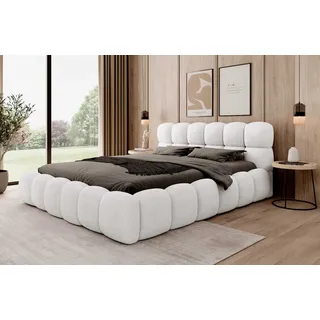 YOURHOUSE24 Polsterbett Boston 160x200 Doppelbett Bettgestell Lattenrost (Farbe: Quelle 01, Größe: 160x200 cm) - Weiß