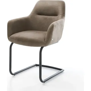 Schwingstuhl Pejo-Flex Freischwinger rund Schwarz Mikrofaser Taupe Vintage Taschenfederkern - Beige, Taupe, Schwarz