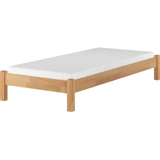 Einzelbett 100x220 Überlänge Futon Gästebett Buche Bettgestell Zubehör wählbar V-60.84-10-220Rollrost und Matratze inkl. - Naturbelassen