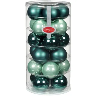 24 Christbaumkugeln Glas 6cm // Weihnachtskugeln Weihnachtsschmuck Weihnachtsdeko Baumkugeln Baumschmuck Christbaumschmuck Kugeln Glaskugeln Dose, Farbe: Green Emerald (Mint dunkel türkis meerblau)