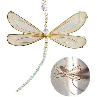 Libelle Sonnenfänger Kristalle Libellen Kristall Charm Fensterdeko Hängend Modern Prisma Kristall Charme Windspiel Garten für Zuhause Büro Outdoor Deko