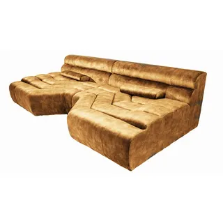 Kawola Big Sofa MIT Kissen Tara Gold Velvet , Goldfarben , Textil , Füllung: Schaumstoff , 286x76x143 cm , Wohnzimmer, Sofas & Couches, Sofas, Bigsofas