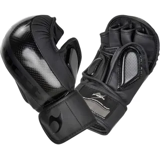JU-SPORTS MMA Sparring Handschuhe Carbon - Assassin schwarz, PU I Allkampf/MMA Handschuhe mit Handrückenpolster I Robuster Daumen- & Ballenschutz fürs Training I Größe XL
