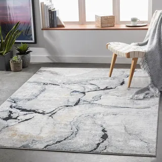 livabliss Abstract Kurzflorteppich 200 x 275 cm grau